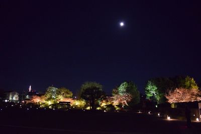 Illuminated building at night