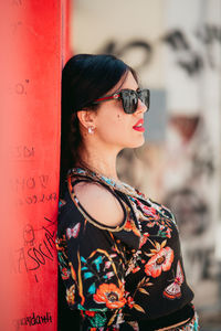 Young woman wearing sunglasses