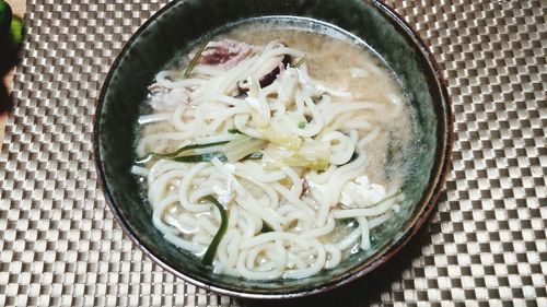 Close-up overhead view of soup