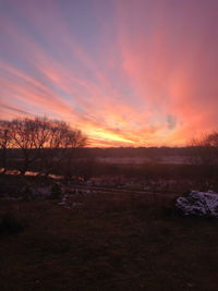 Scenic view of field against sky during sunset