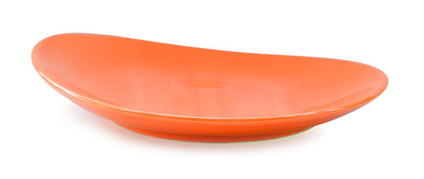 High angle view of orange on table against white background
