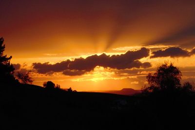 Scenic view of dramatic sky during sunset