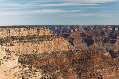 Aerial view of rock formations against sky