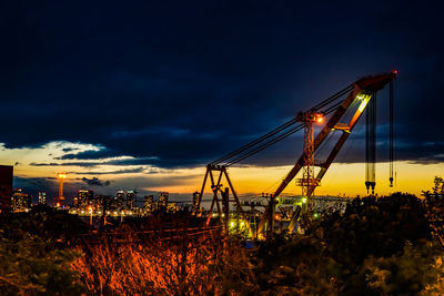 Cranes at night