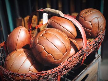 Close-up of balls in basket