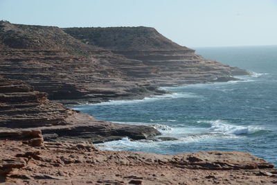 Scenic view of sea against clear sky