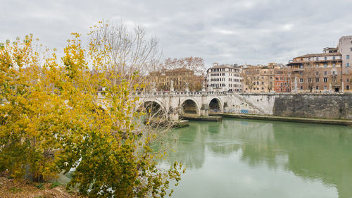 Bridge over river against sky