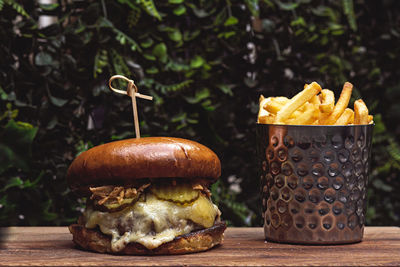 Close-up of food on table