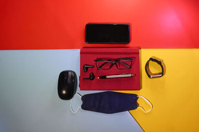 Close-up of telephone booth against wall at home