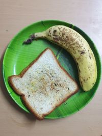 High angle view of bread in plate