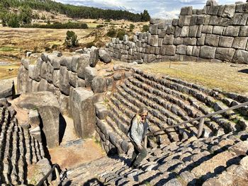 High angle view of old ruins