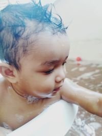 Close-up portrait of cute baby girl