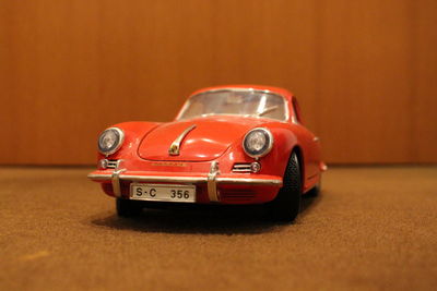 Close-up of toy car on table