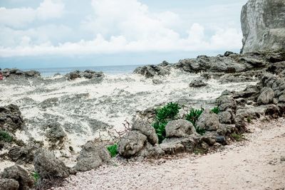 Scenic view of beach against sky