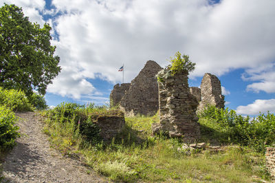 Ascent to a castle ruin on a hill