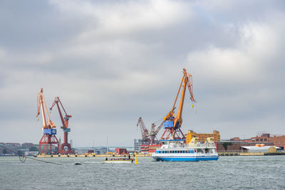 View of the harbor in gothenburg with boats