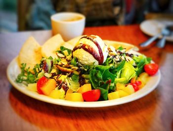 Close-up of meal served in plate