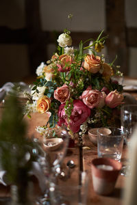 Flower vase on table