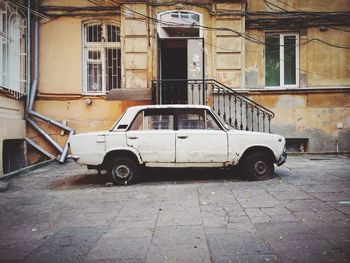 Cars parked in front of building