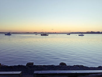 Scenic view of sea against clear sky