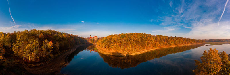 Scenic view of lake against sky during autumn