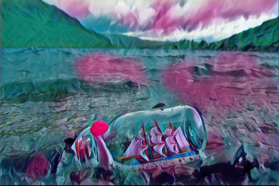 High angle view of pink floating on water