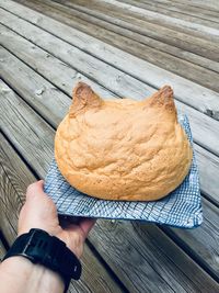 High angle view of man preparing food