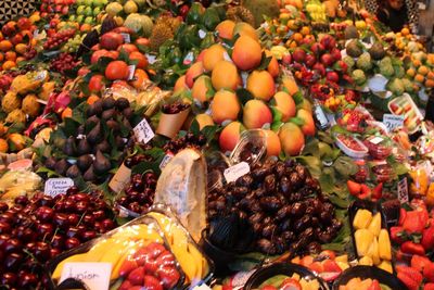 High angle view of fruits for sale in market