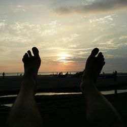 Scenic view of sea at sunset