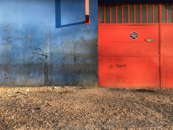 Red door of building