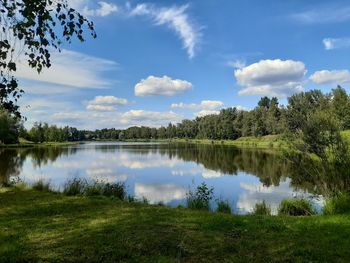 Scenic view of lake against sky