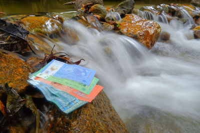 Water flowing through rocks in river