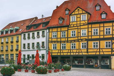 Street with historical houses in donauworth old town, germany