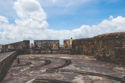 Panoramic view of old ruin against sky