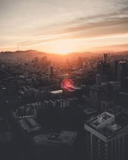 View of cityscape at sunset