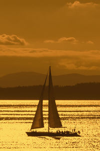 Scenic view of silhouette mountain against sky during sunset