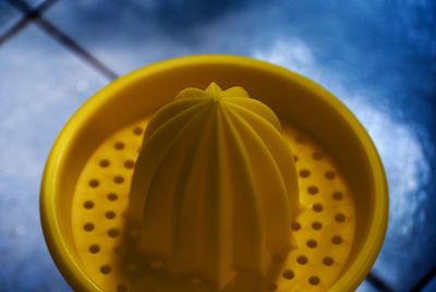 Directly above shot of yellow lemon on table