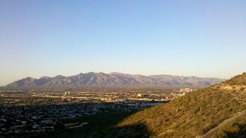 Scenic view of mountains against clear sky