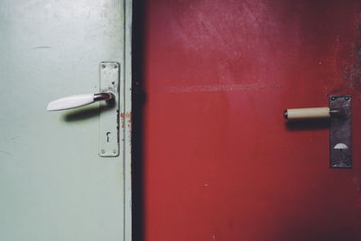 Close-up of red door