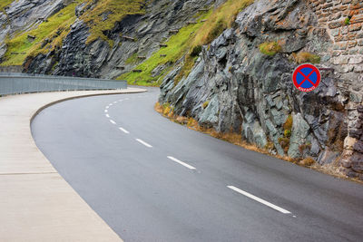 View of empty mountain road