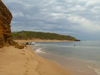 Scenic view of beach against sky