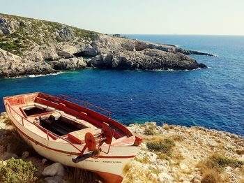 Panoramic view of sea against clear sky