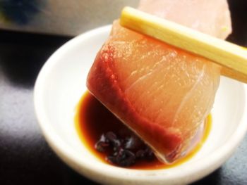 Close-up of fruits in plate