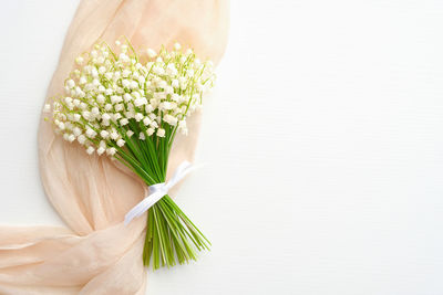 Close-up of white flowers on table