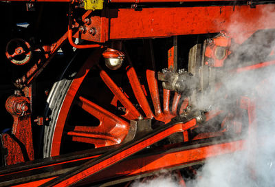 Close-up of train at railroad station platform