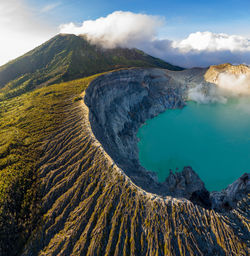 Scenic view of volcanic landscape against sky