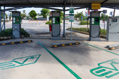 Road sign at parking lot