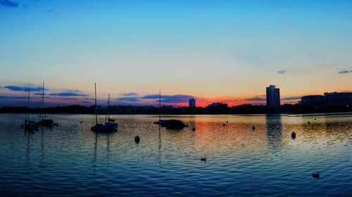 View of calm sea at sunset