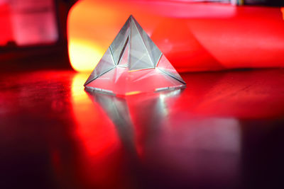 Close-up of umbrella on table