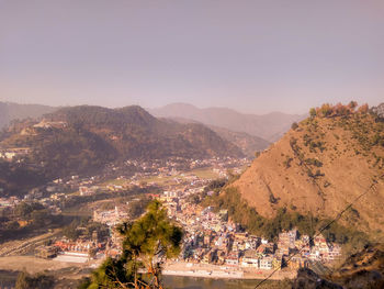 High angle view of townscape against sky